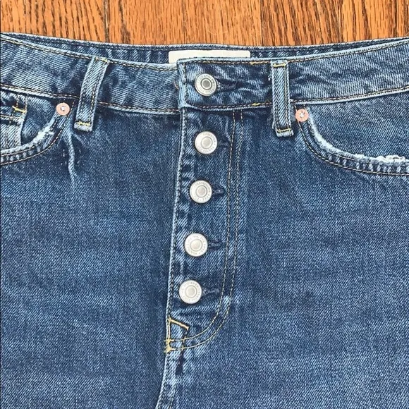 NEW Free People Distressed A-Line Denim Skirt