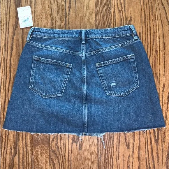 NEW Free People Distressed A-Line Denim Skirt