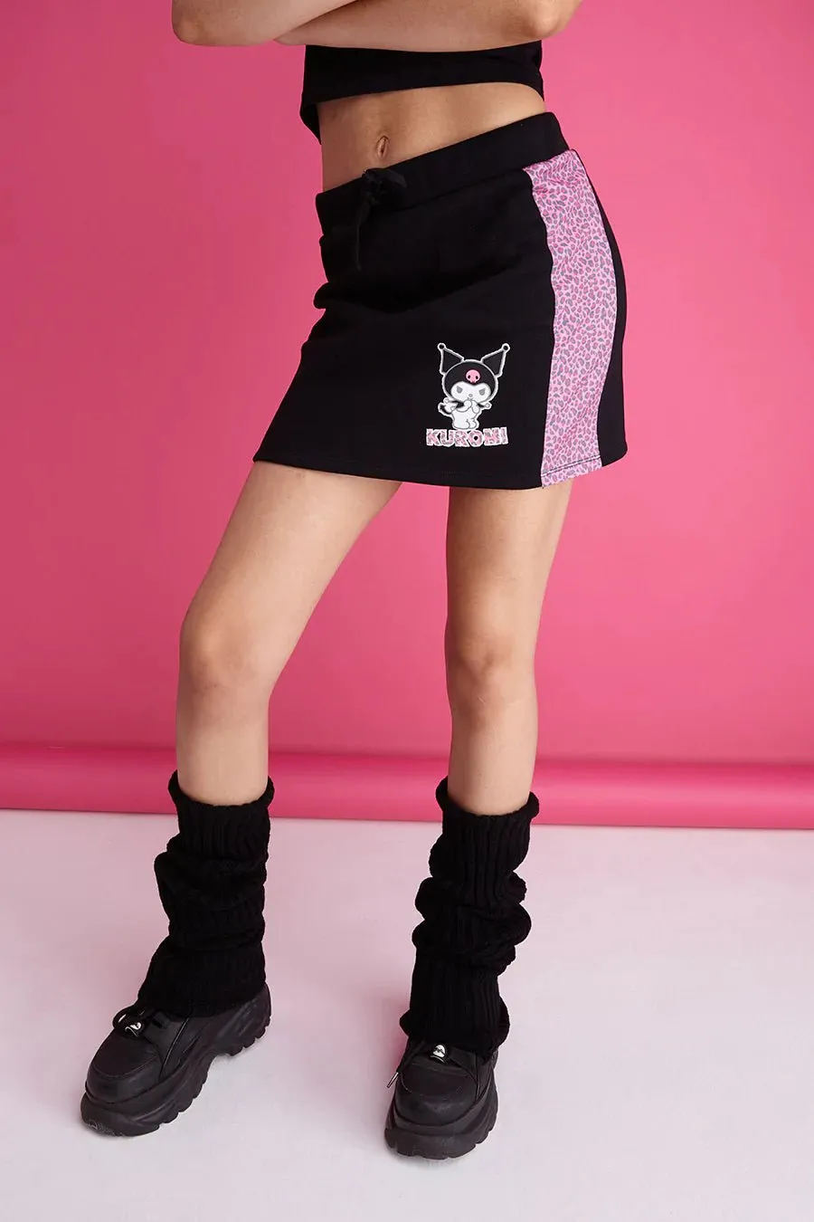 New Girl Order x Kuromi Contrast Leopard Print Mini Skirt