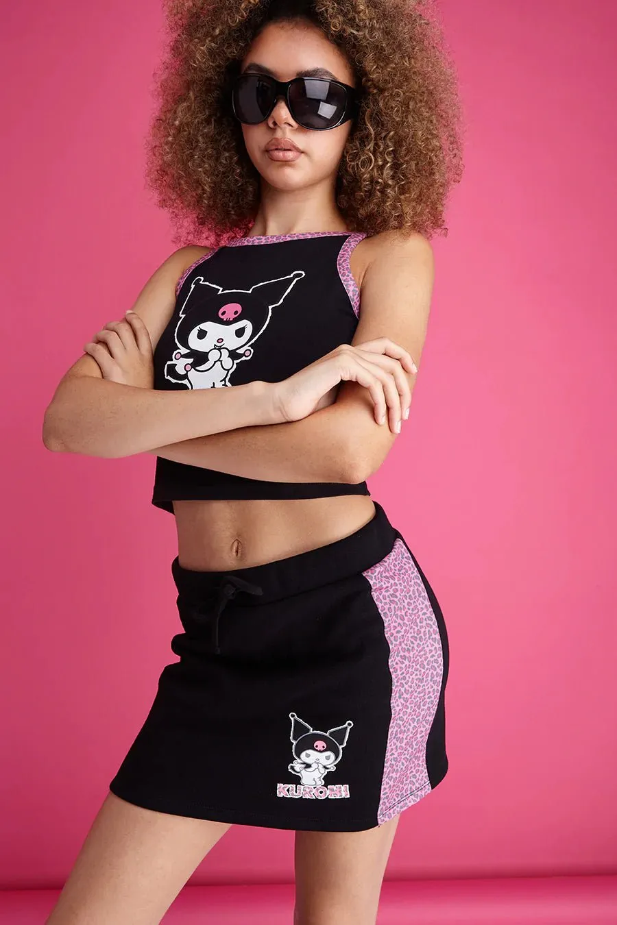 New Girl Order x Kuromi Contrast Leopard Print Mini Skirt