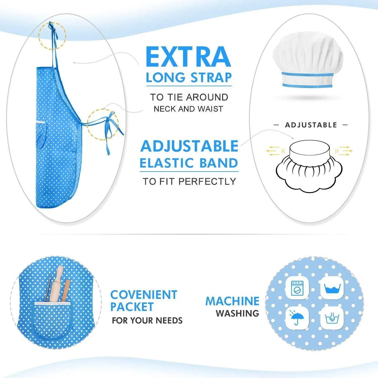 New in package! Complete Kids Cooking and Baking Set - 11 Pcs Includes Apron, Chef Hat, Mitt & Utensils Ages 3  (Blue)