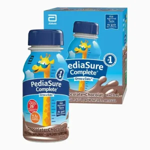 NEW PediaSure Complete, Nutritional Supplement, Kids Nutritional Shake That Can Be Used As Breakfast Drink With Meal, Chocolate, 4 x 235-mL Bottles (4-pack), BB: May 2025