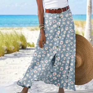 NEW Retails $77 Youthful Floral Print Blue Maxi Skirt XL fits like L