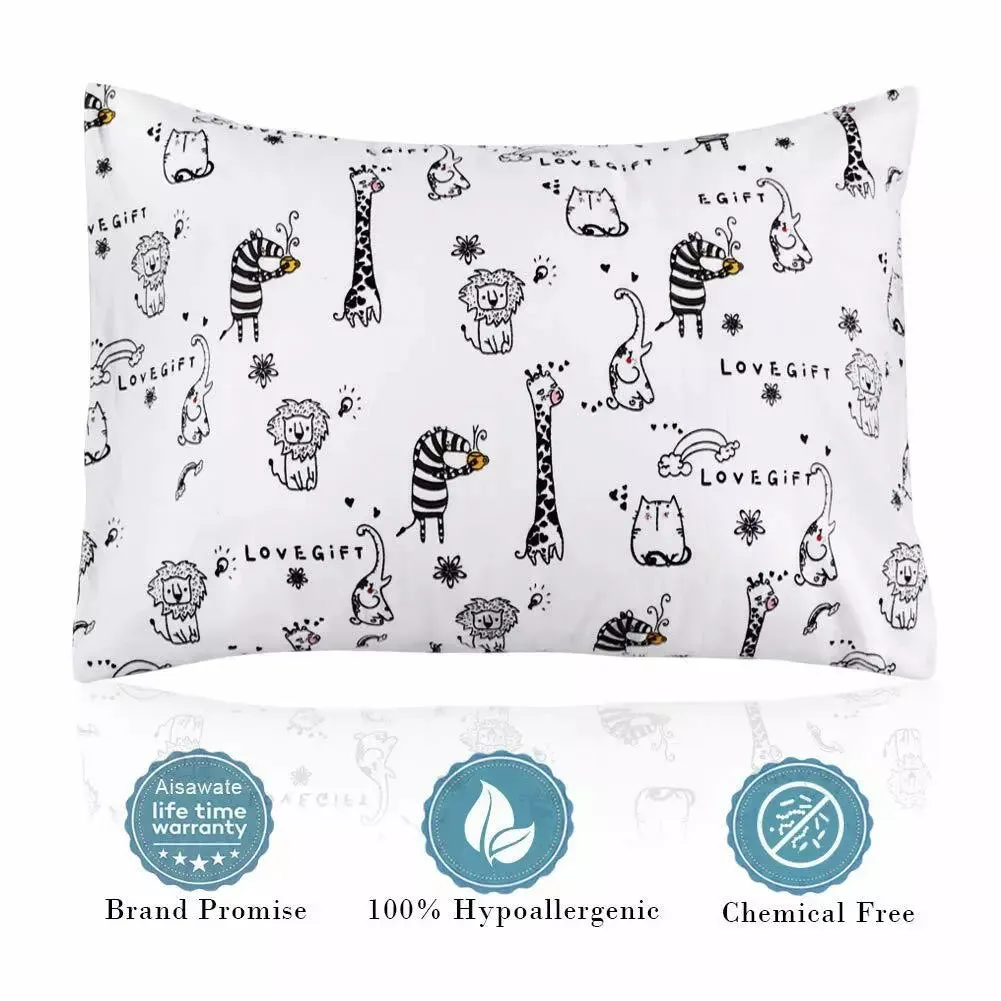 New Toddler Pillow with Pillowcase，13X18 Soft Cotton Kids Pillows (White)