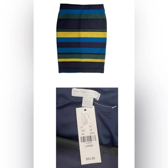 New York &amp; Company  Stretch Striped Pancil Skirt  Women’s size Large