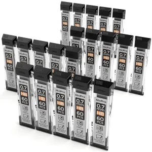 Nicpro 1200 PCS Lead Refills 0.7mm HB Break Resistant Mechanical Pencil Refills 0.7 mm, 60 Pack Per Tube, 20 Tubes