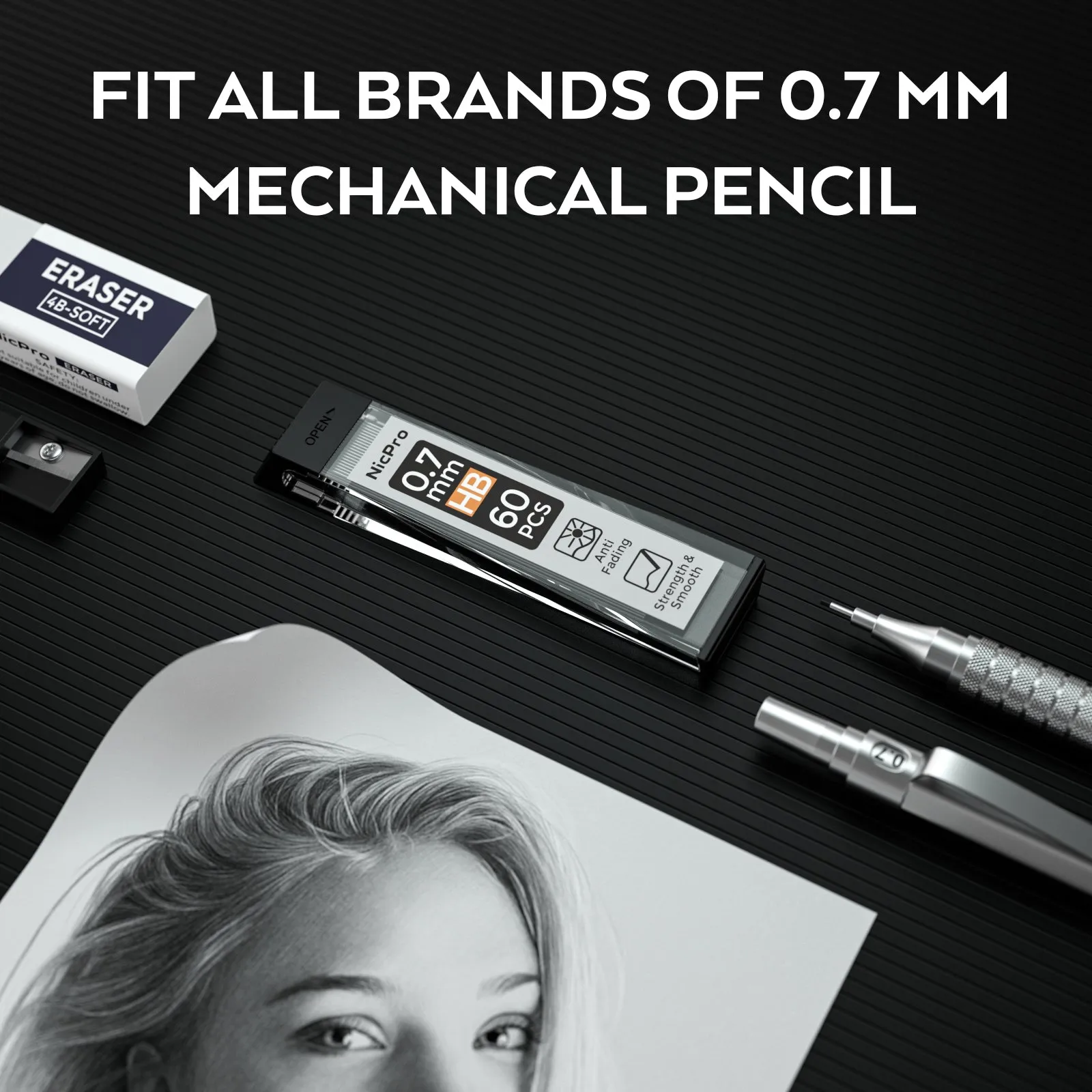 Nicpro 1200 PCS Lead Refills 0.7mm HB Break Resistant Mechanical Pencil Refills 0.7 mm, 60 Pack Per Tube, 20 Tubes