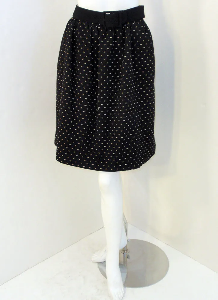 NORMAN NORELL Vintage 2 pc. Black with White Flecks Skirt Suit with Belt