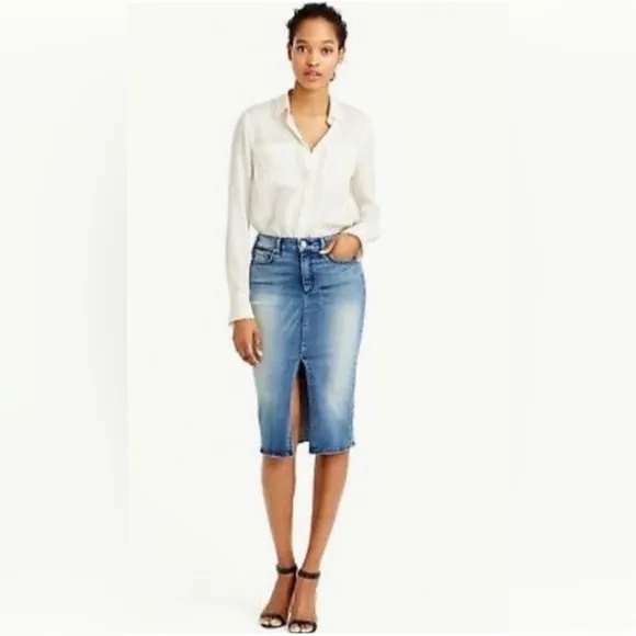 NWT Anthropologie McGuire Marino Denim Pencil Skirt • 26 (waist)