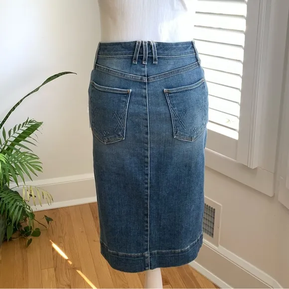 NWT Anthropologie McGuire Marino Denim Pencil Skirt • 26 (waist)