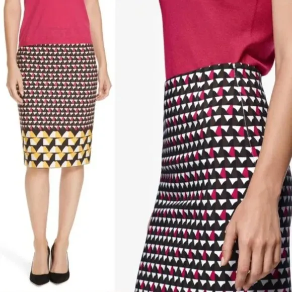 NWT Boss by Hugo Boss Stretch Skirt Geometric Pencil Skirt Multicolor Size 4