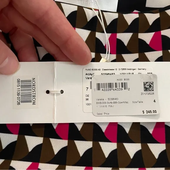 NWT Boss by Hugo Boss Stretch Skirt Geometric Pencil Skirt Multicolor Size 4