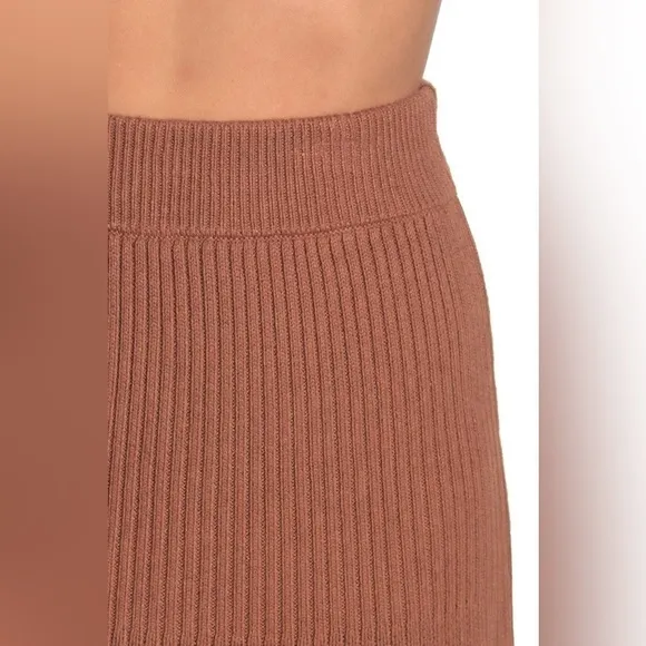 NWT Free People Solid Gold Ribbed Mini Skirt in Cocoa Heather Size Small