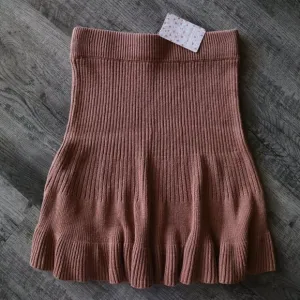NWT Free People Solid Gold Ribbed Mini Skirt in Cocoa Heather Size Small