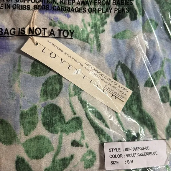 NWT Love Stitch Watercolor Floral Blue and Green Sleeveless Maxi Dress Size S/M