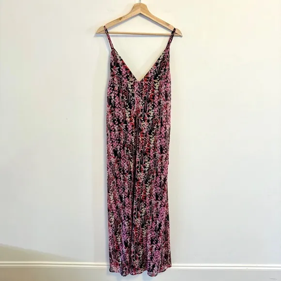 NWT Lulus Flora Belle Black Floral Sleeveless V-Neck Tie-Back Maxi Dress Large