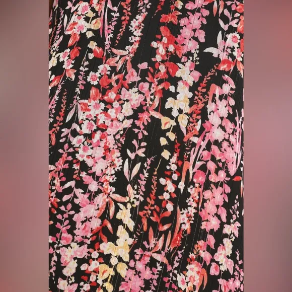 NWT Lulus Flora Belle Black Floral Sleeveless V-Neck Tie-Back Maxi Dress Large