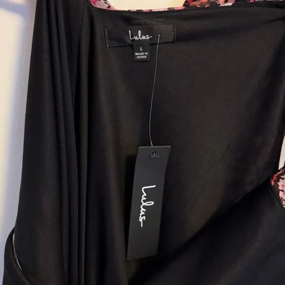 NWT Lulus Flora Belle Black Floral Sleeveless V-Neck Tie-Back Maxi Dress Large