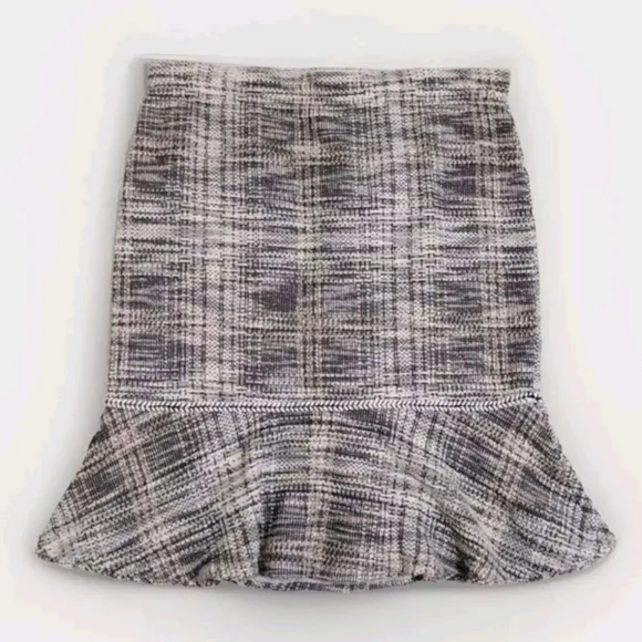 NWT Max Studio Textured Tweed Stretch Knit Elastic Waist Peplum Pencil Skirt M