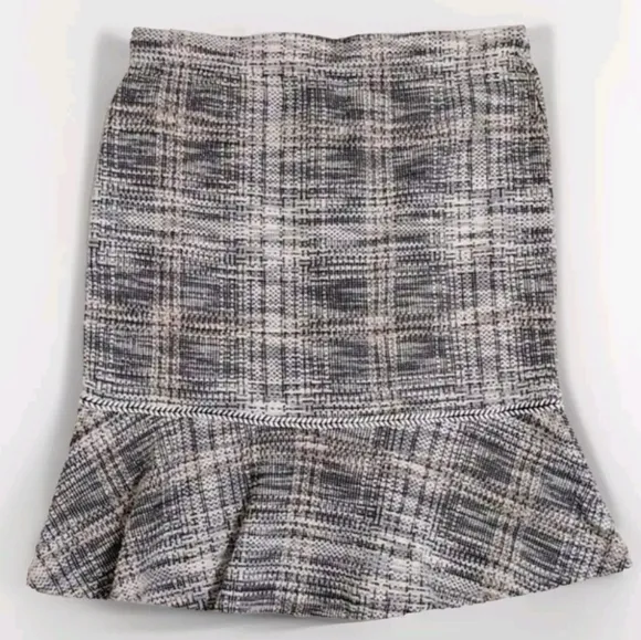 NWT Max Studio Textured Tweed Stretch Knit Elastic Waist Peplum Pencil Skirt M
