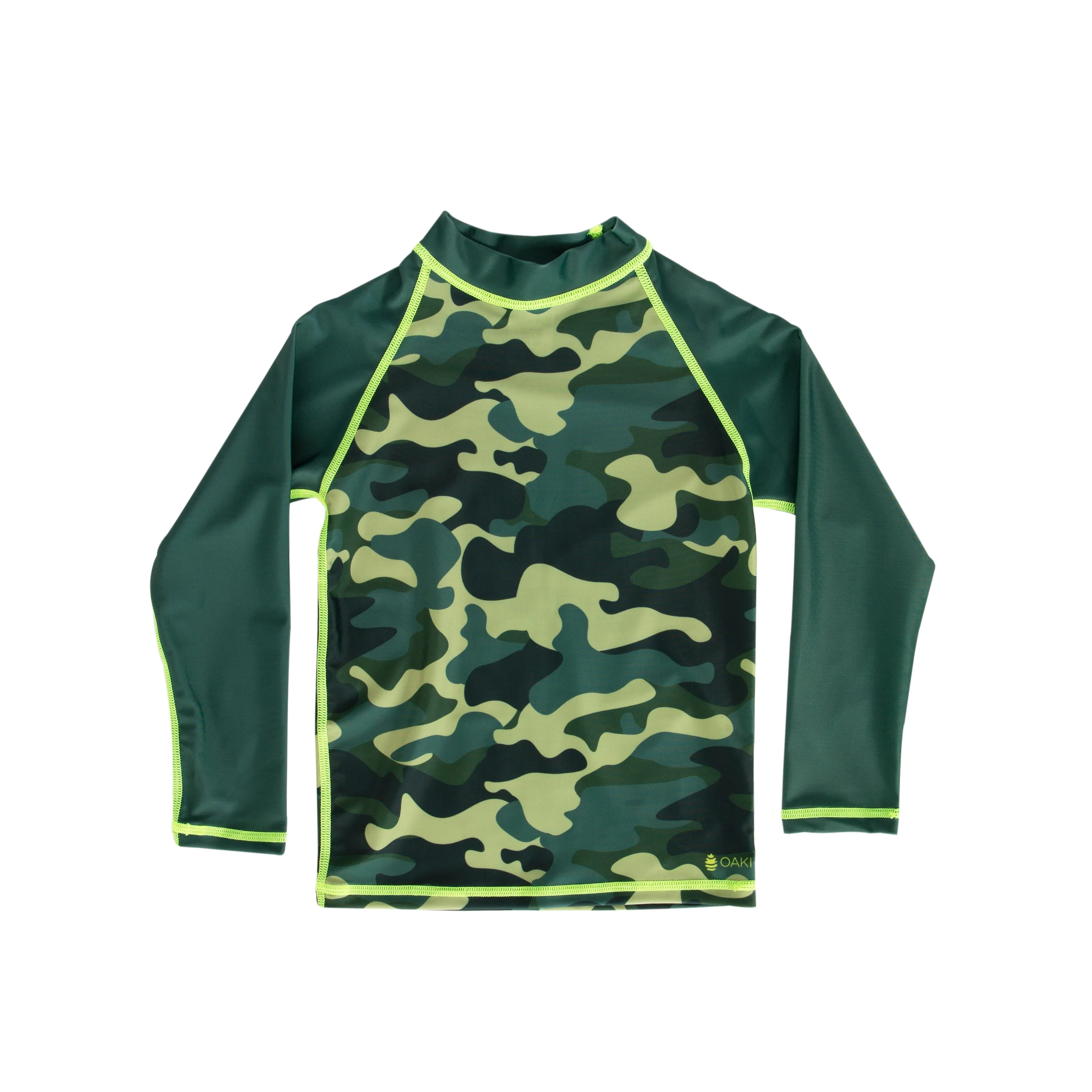 Oakiwear Rash Guard Long Sleeved Swimming Surf Shirt Boy Girls, Camo