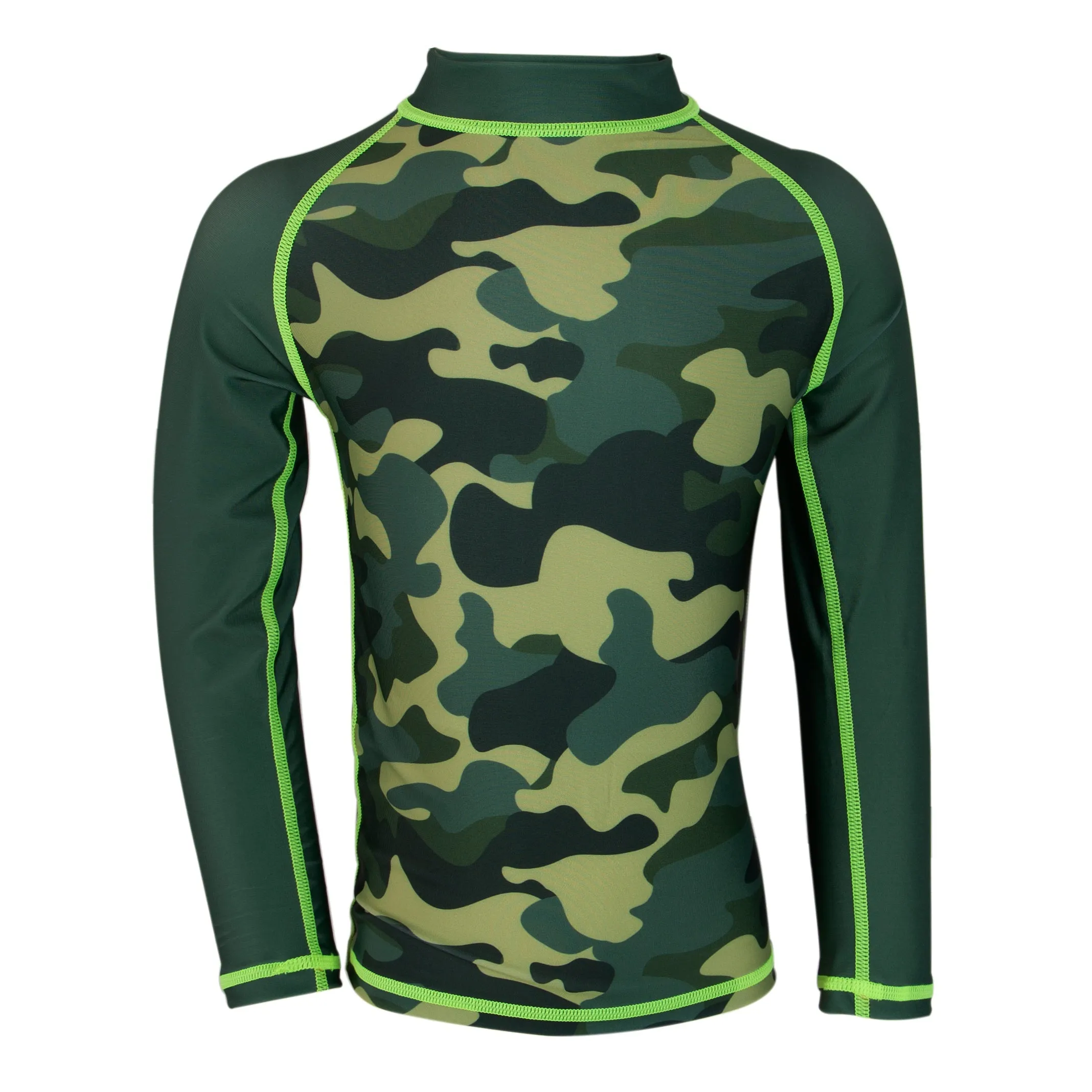 Oakiwear Rash Guard Long Sleeved Swimming Surf Shirt Boy Girls, Camo