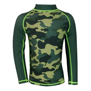 Oakiwear Rash Guard Long Sleeved Swimming Surf Shirt Boy Girls, Camo