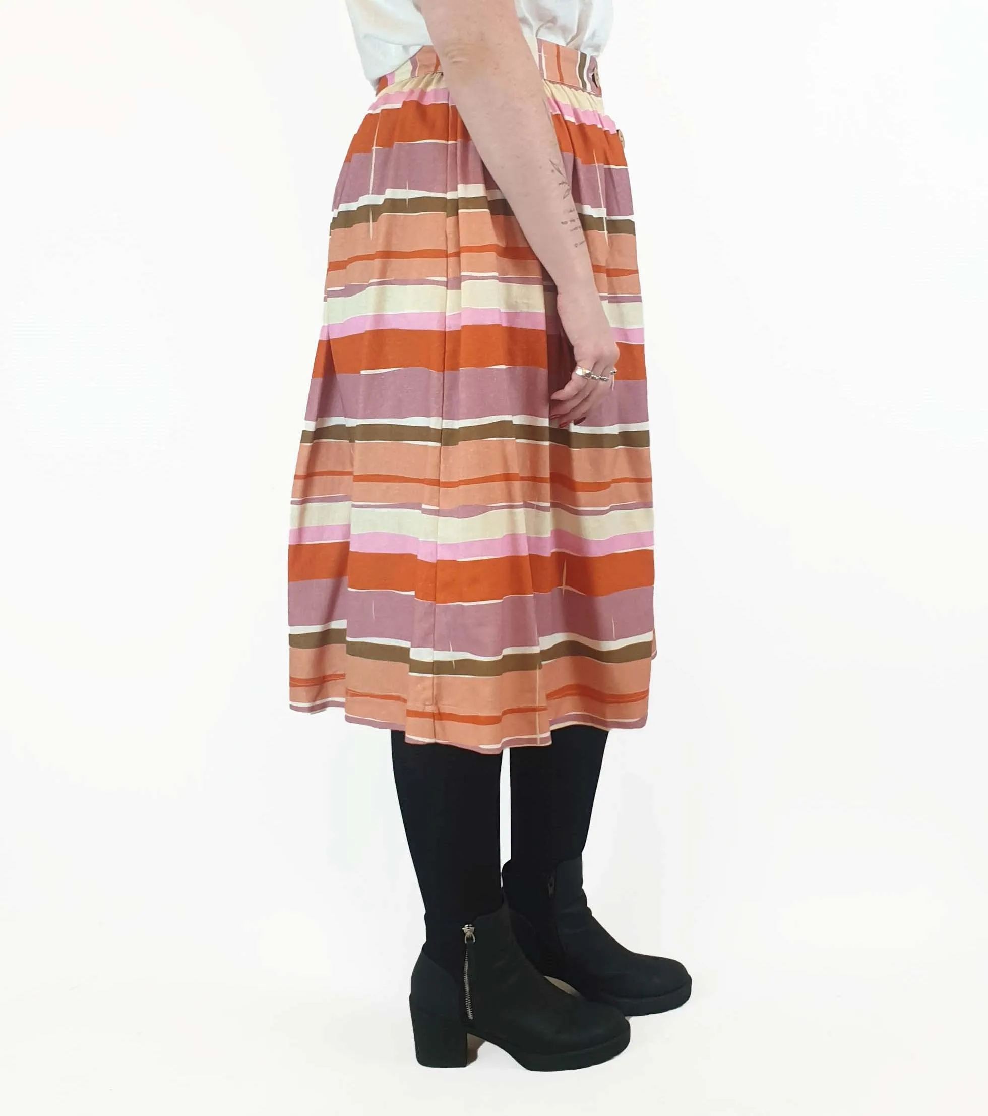 Obus colourful horizontal striped skirt size 4 (best fits 12-14)