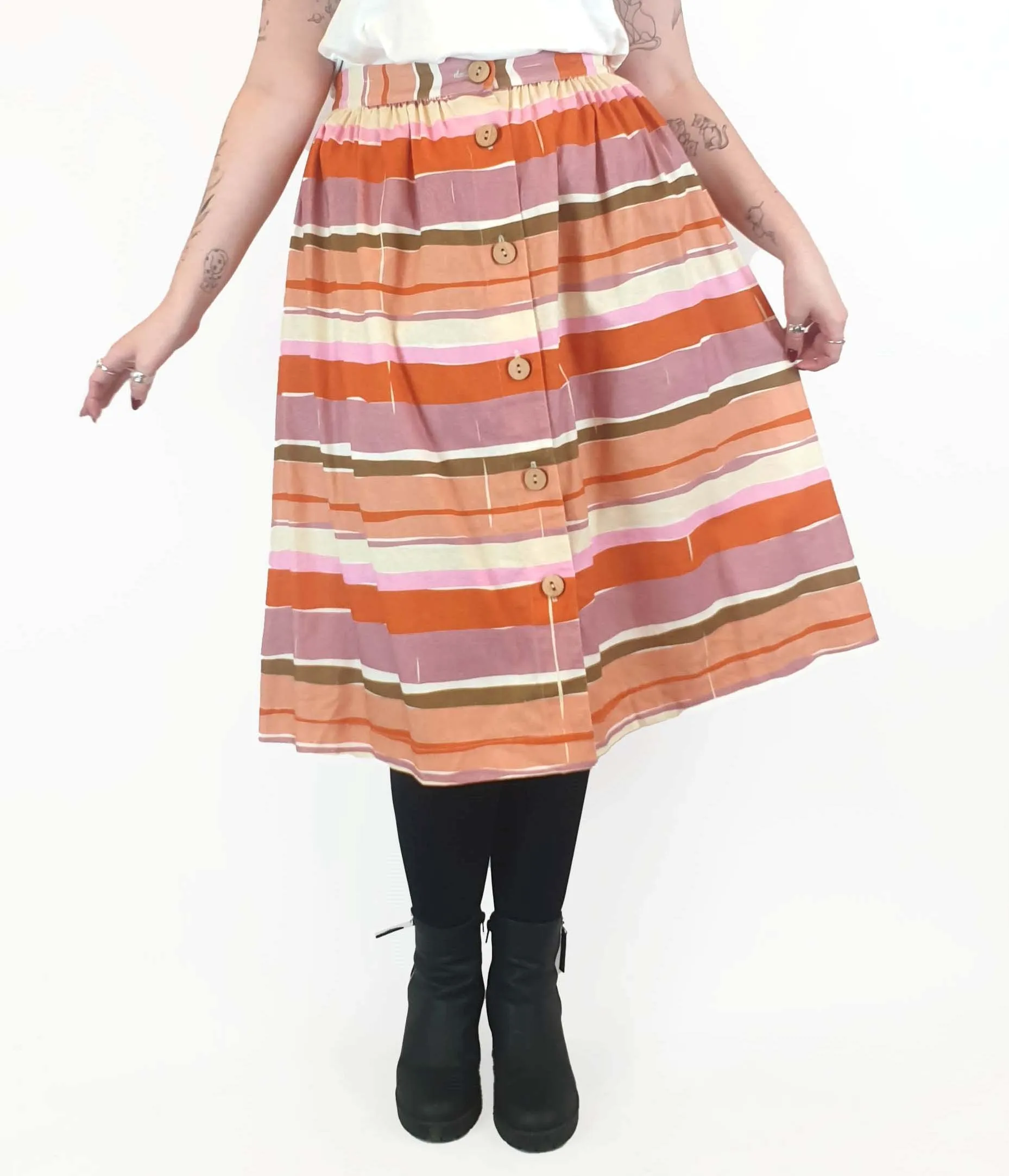 Obus colourful horizontal striped skirt size 4 (best fits 12-14)