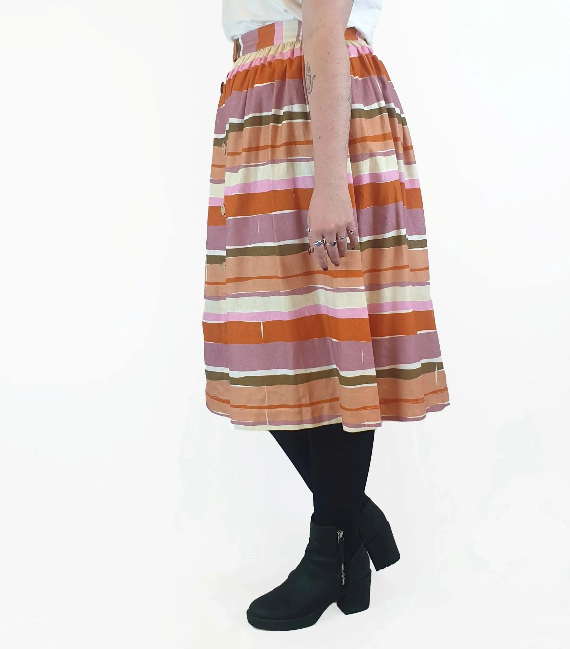 Obus colourful horizontal striped skirt size 4 (best fits 12-14)