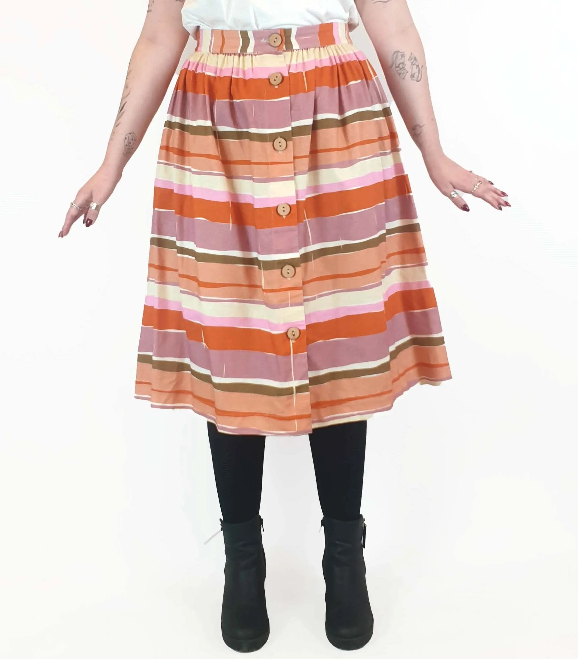 Obus colourful horizontal striped skirt size 4 (best fits 12-14)