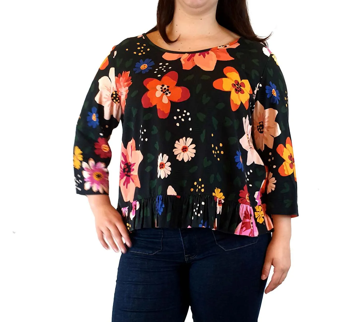 Obus floral print long sleeve top size 4, best fits 14-16