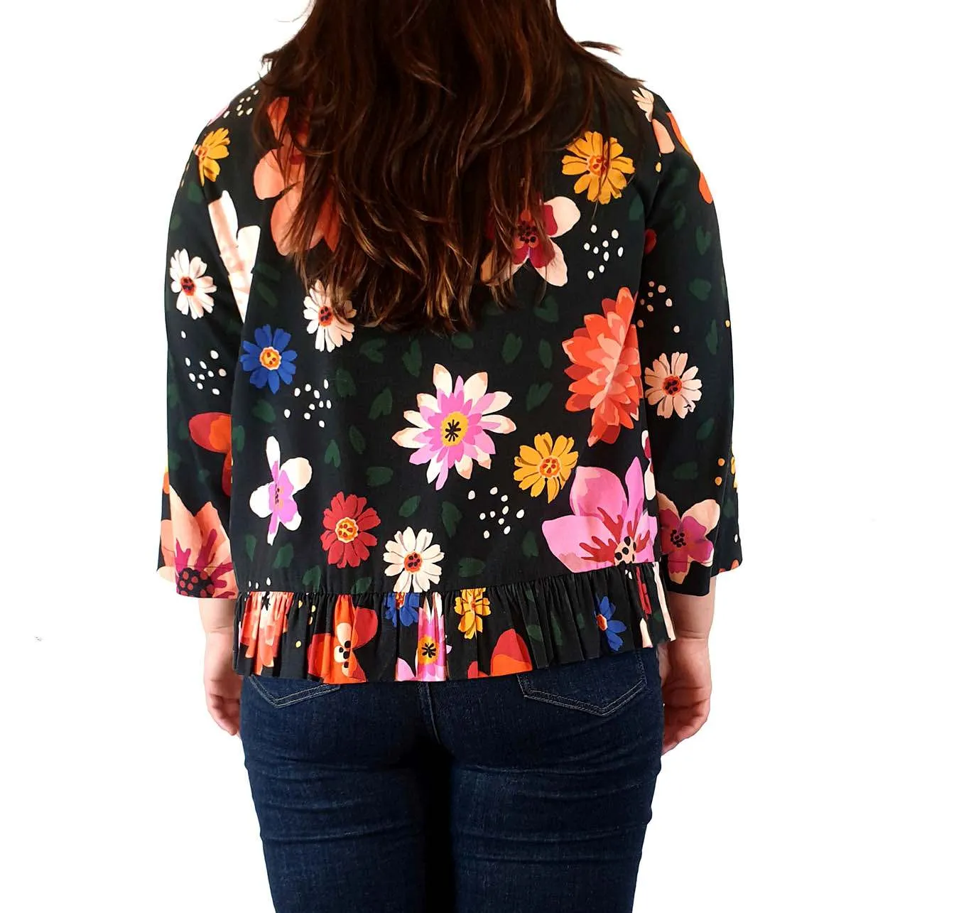 Obus floral print long sleeve top size 4, best fits 14-16