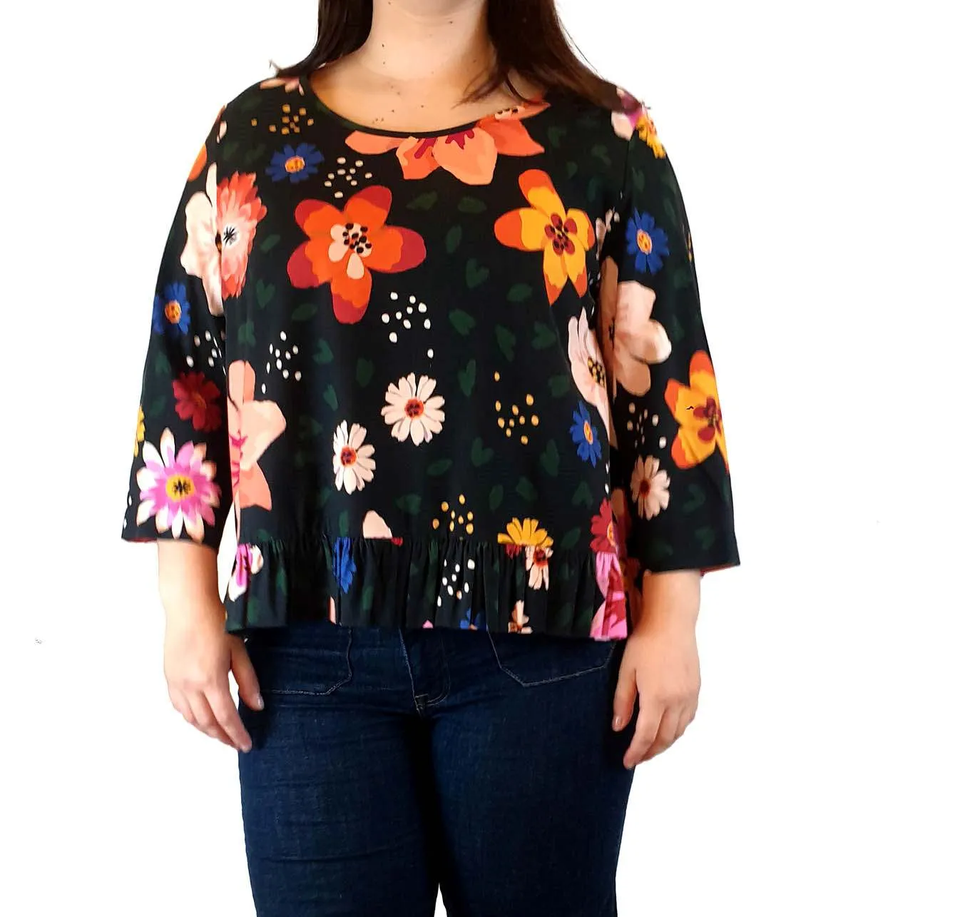 Obus floral print long sleeve top size 4, best fits 14-16