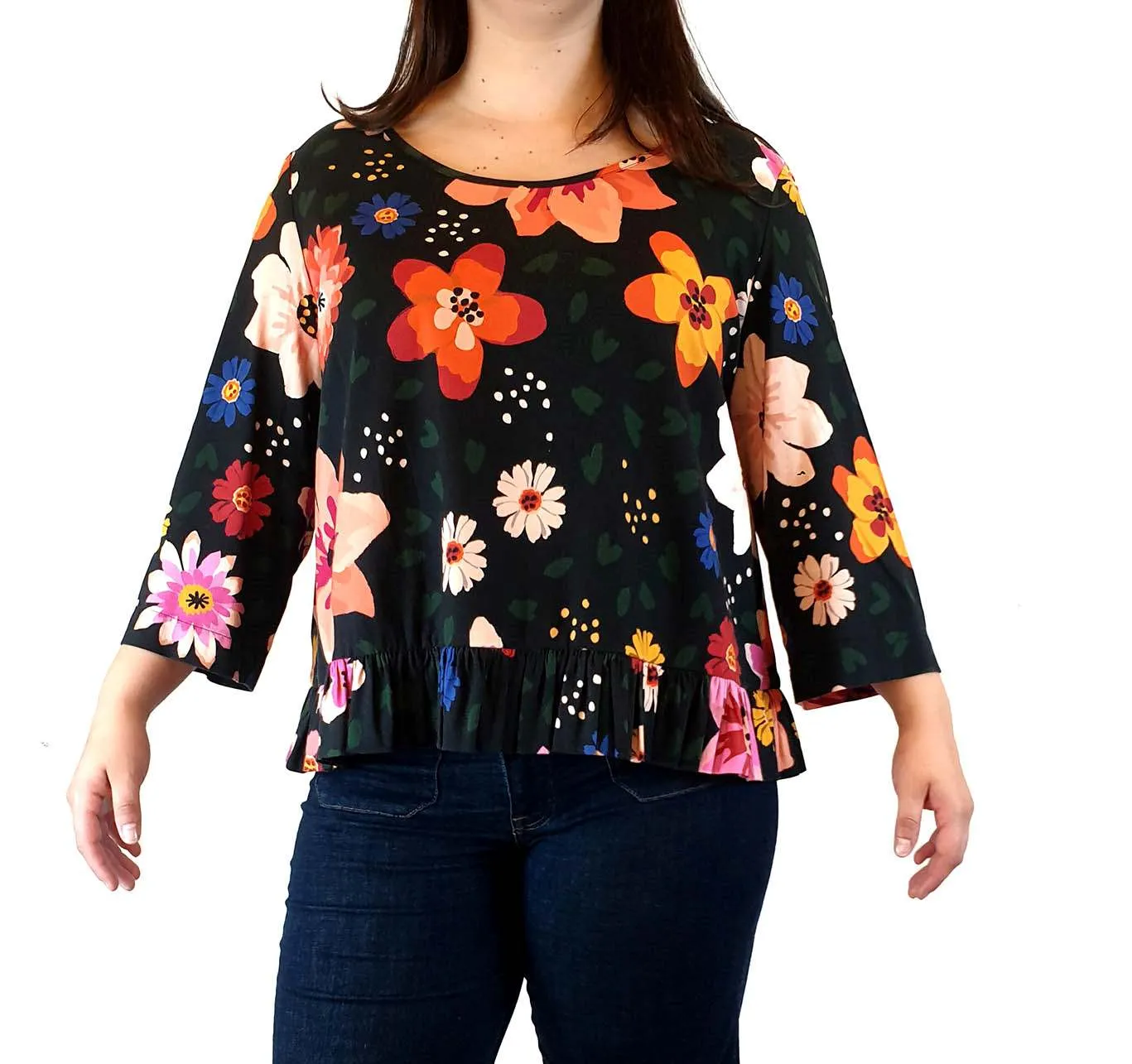 Obus floral print long sleeve top size 4, best fits 14-16