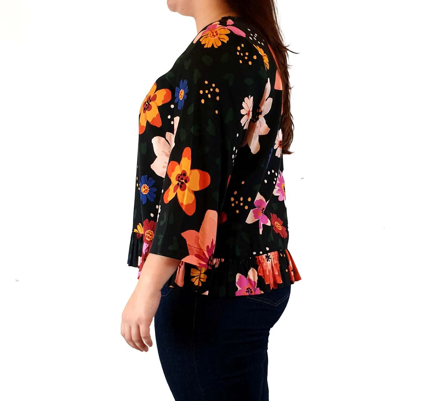 Obus floral print long sleeve top size 4, best fits 14-16