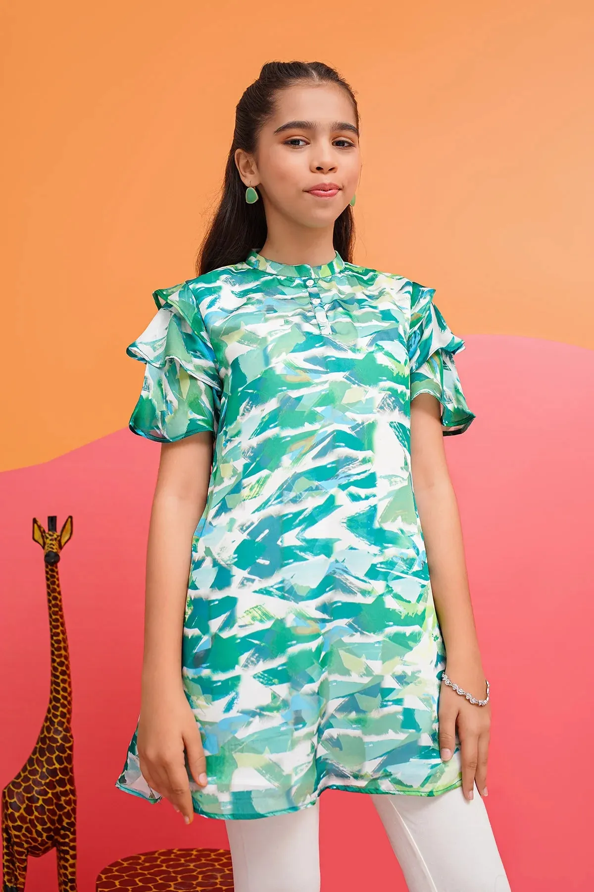 Ochre - Printed Chiffon Top