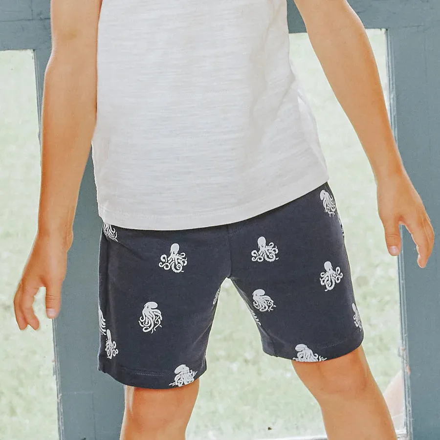 Octopus Print Terry Shorts