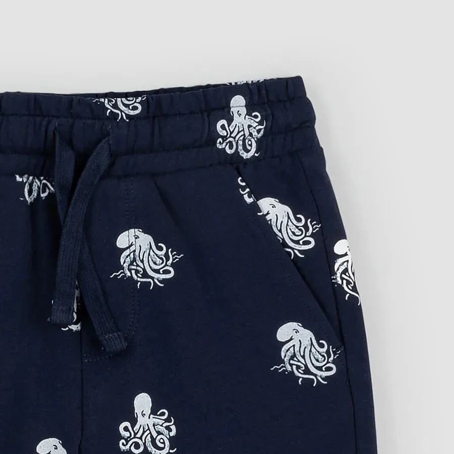 Octopus Print Terry Shorts