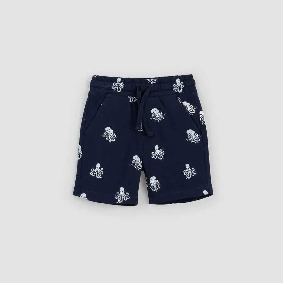 Octopus Print Terry Shorts