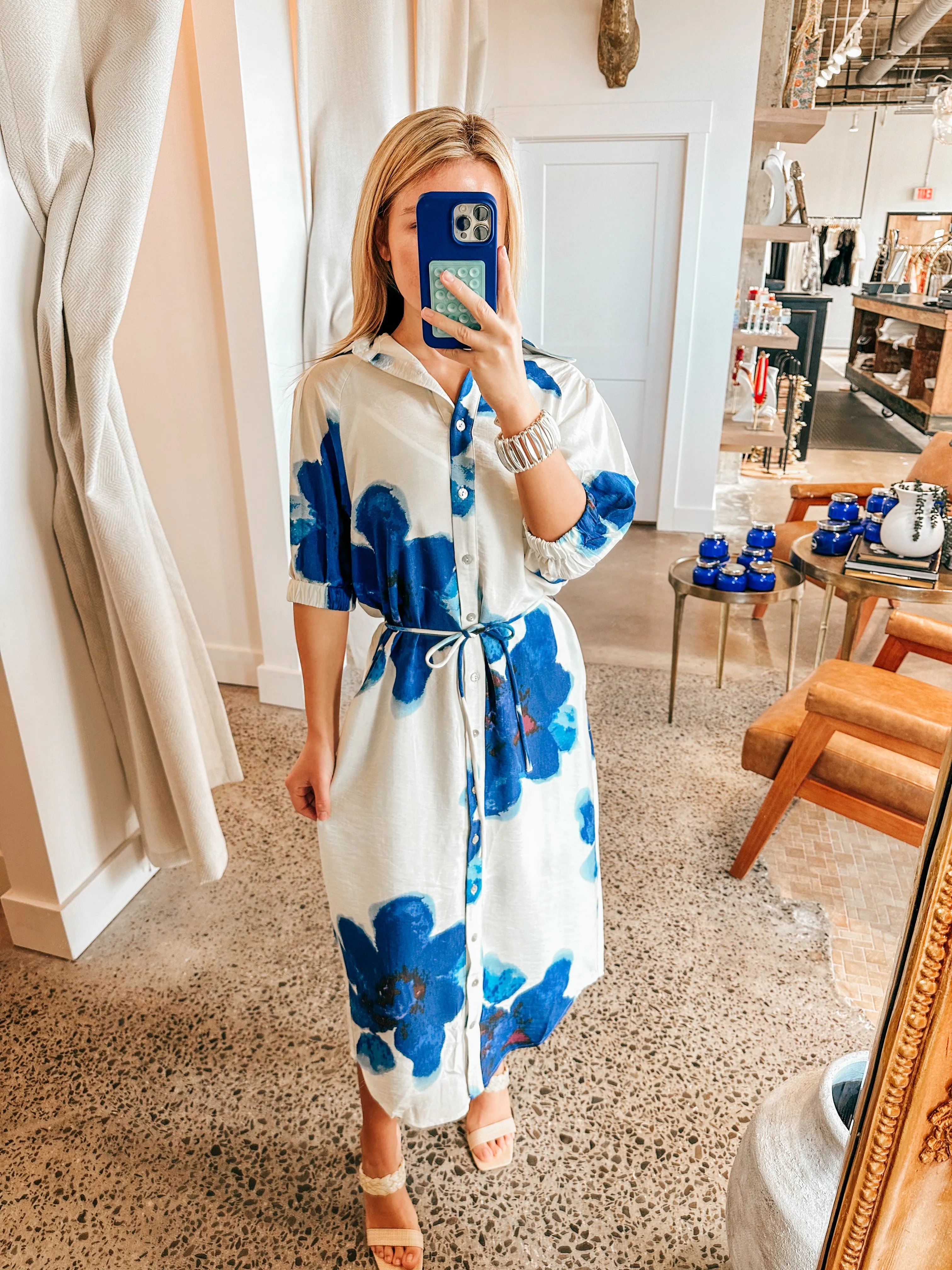 Odette Floral Blue Dress