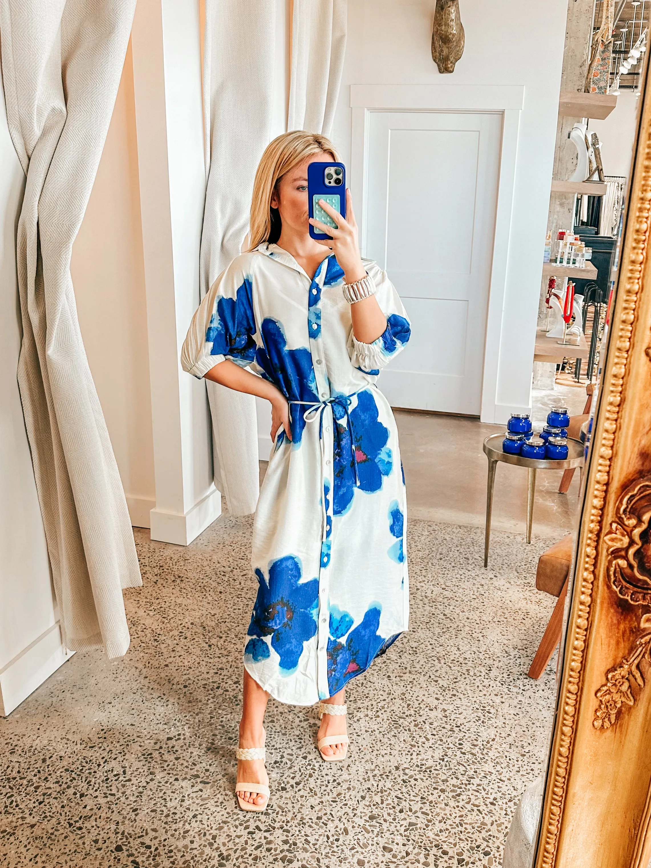 Odette Floral Blue Dress