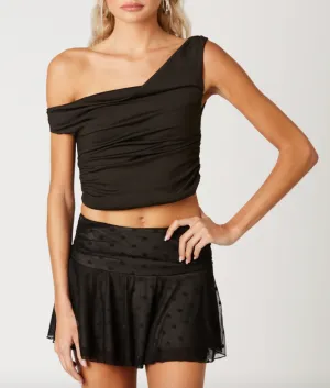 Off Shoulder Ruching Crop Top