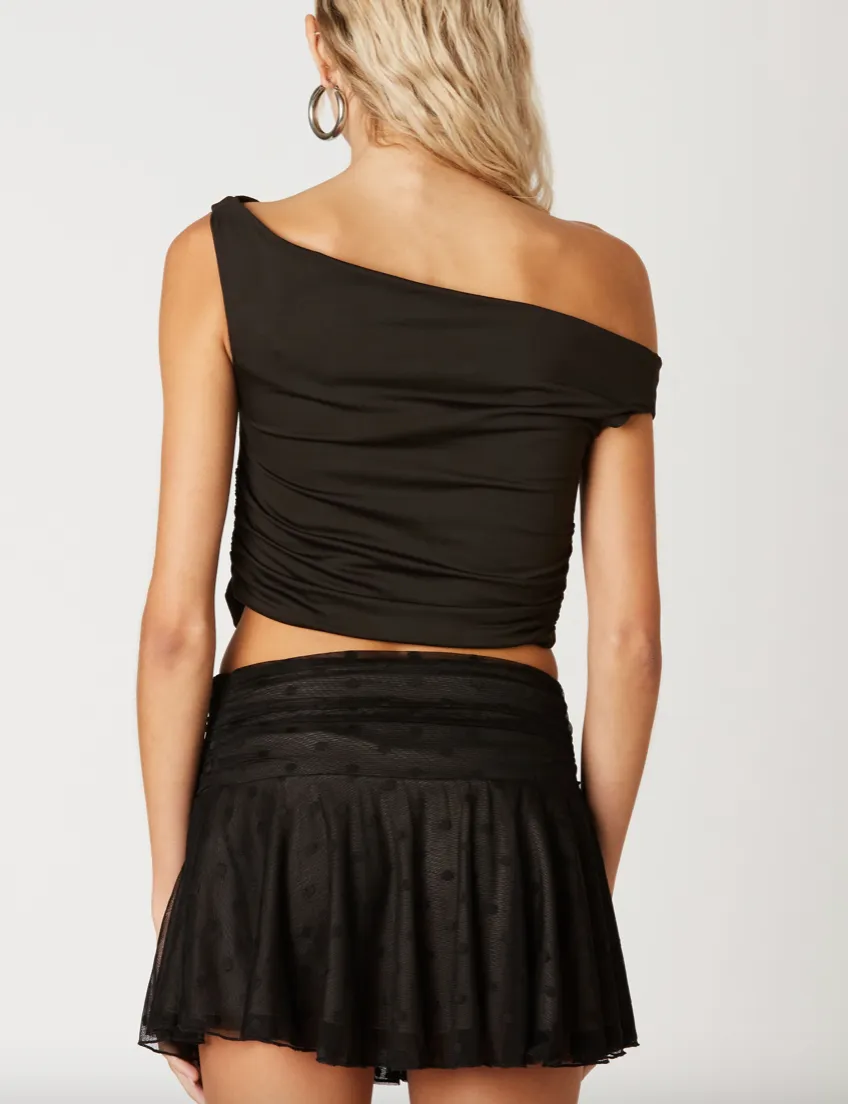 Off Shoulder Ruching Crop Top