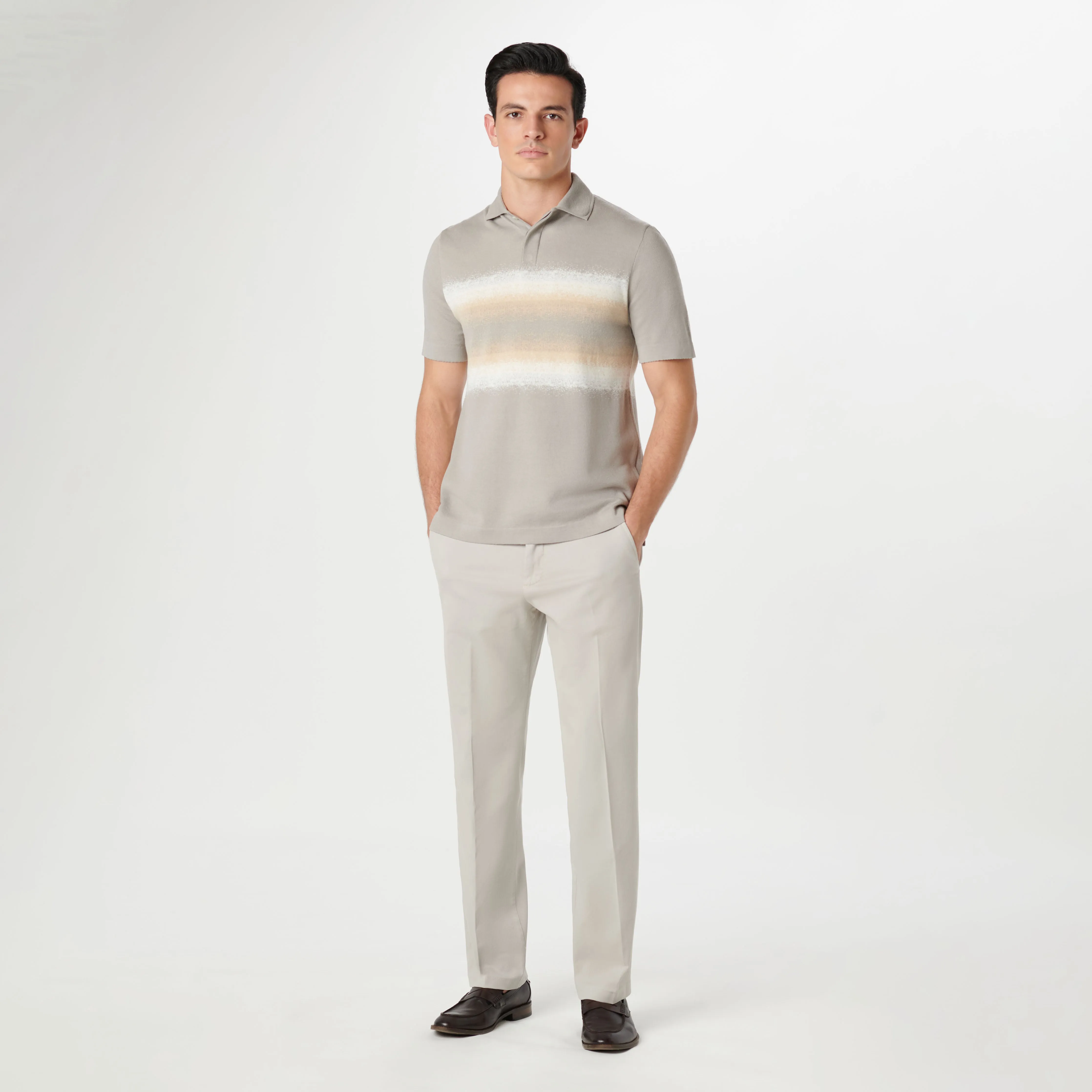 Ombre Stripe Short Sleeve Polo Sweater