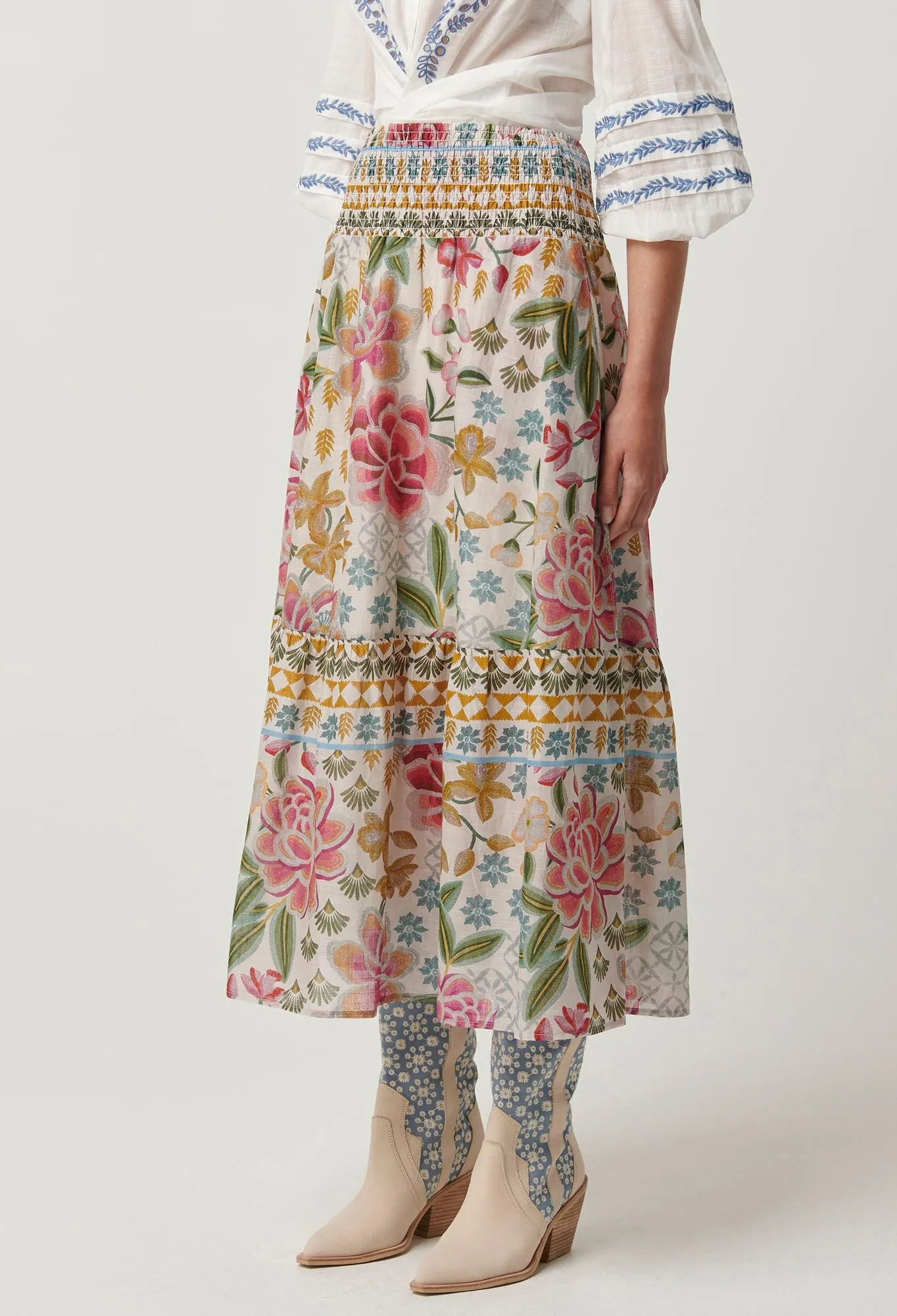 Once Was - Cordelia Cotton Slub Skirt - Azalea Fields