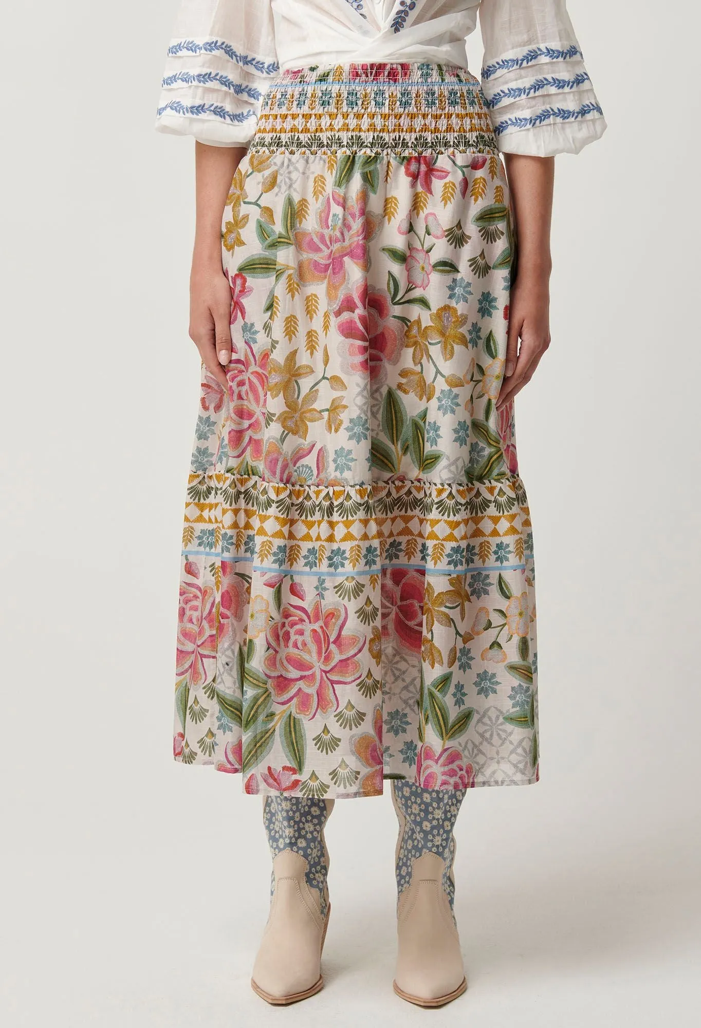 Once Was - Cordelia Cotton Slub Skirt - Azalea Fields