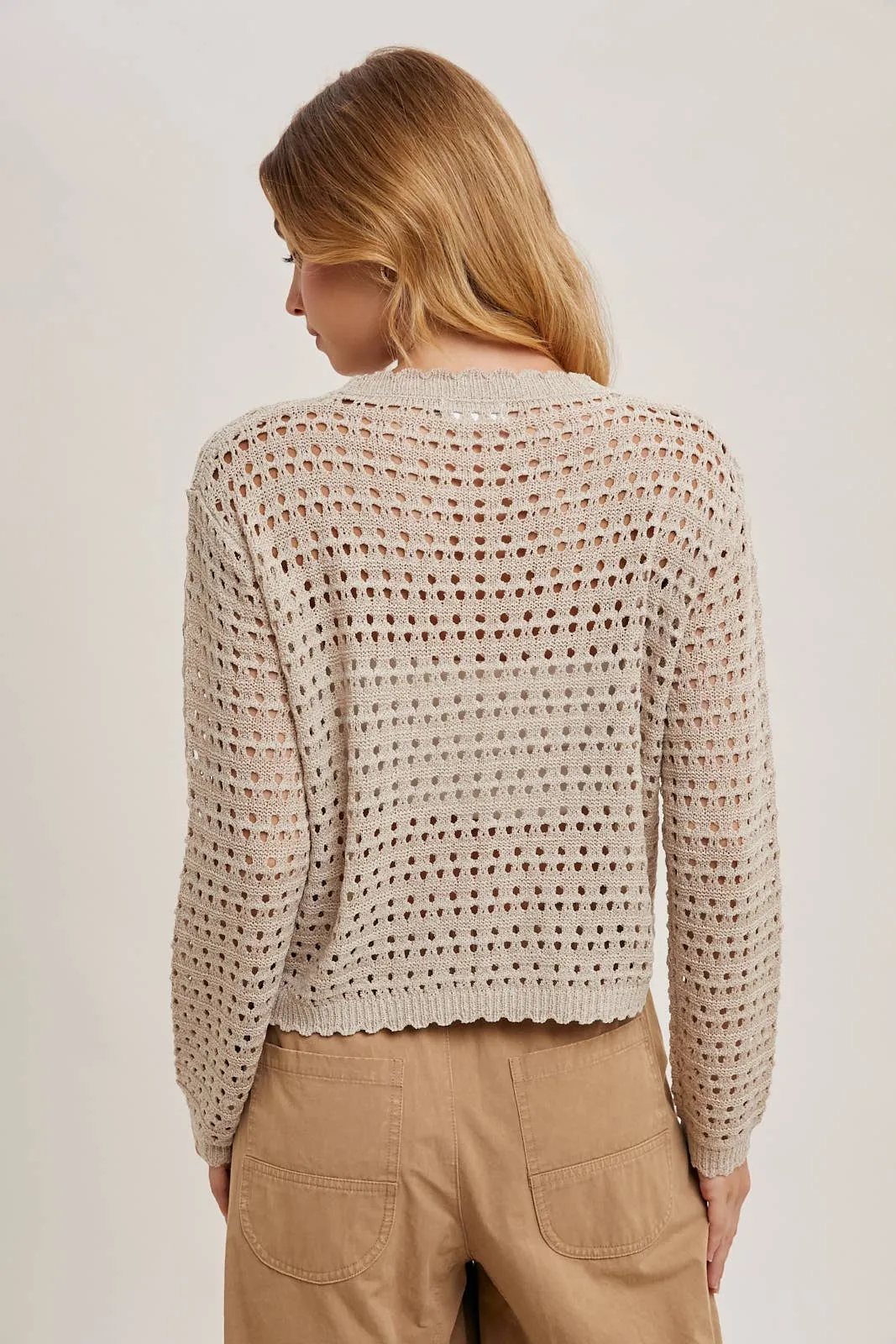 OPEN KNIT CROPPED TOP