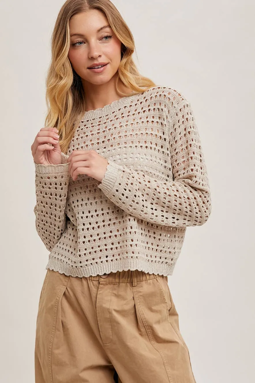 OPEN KNIT CROPPED TOP