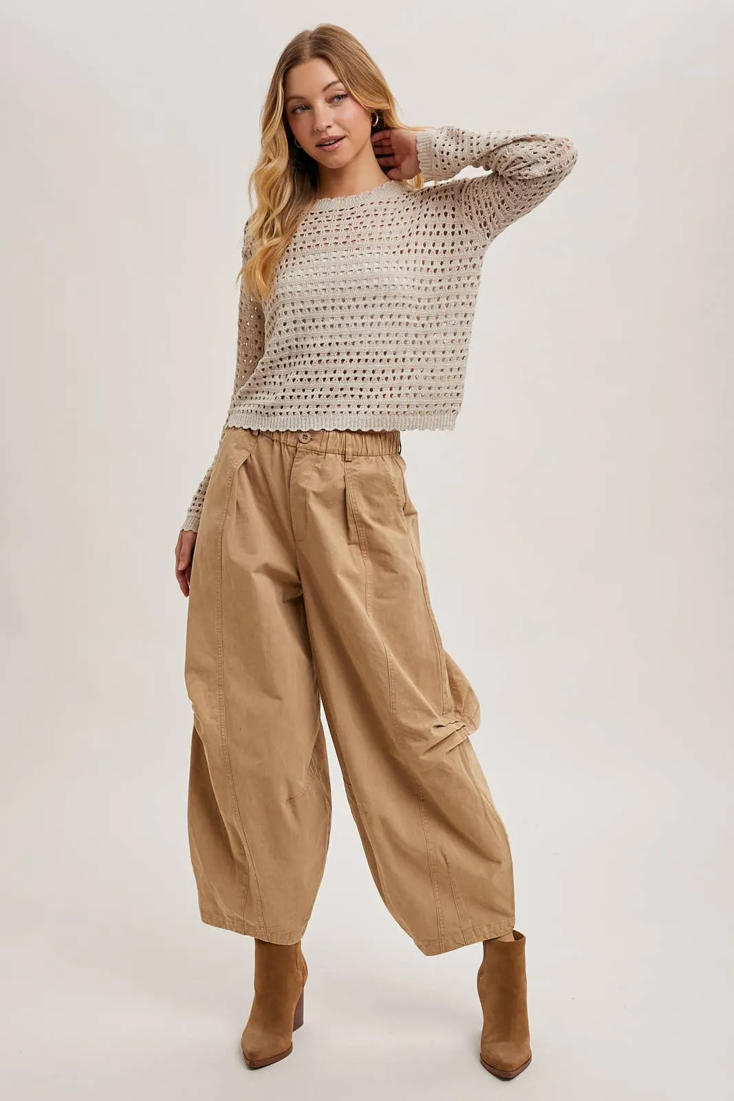 OPEN KNIT CROPPED TOP